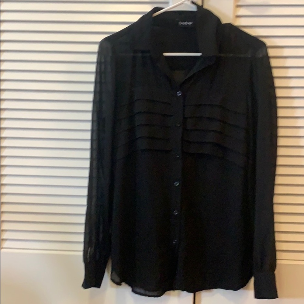 Bebe Black See Through Button Down